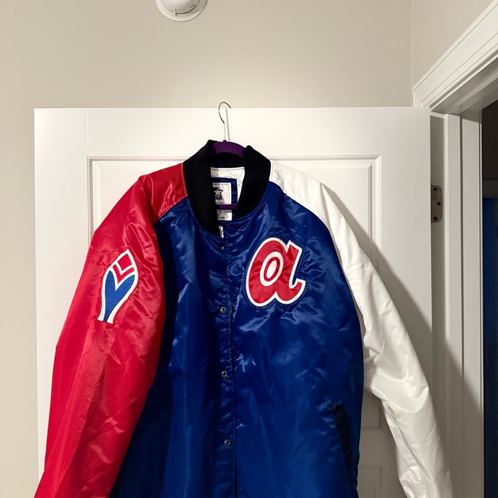 Men's Red, Blue, and White Varsity Jacket